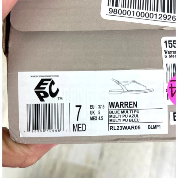 Kenneth Cole Reaction Women’s 7 Warren Blue Green Slip-On Flat Sandals NEW - Picture 9 of 9